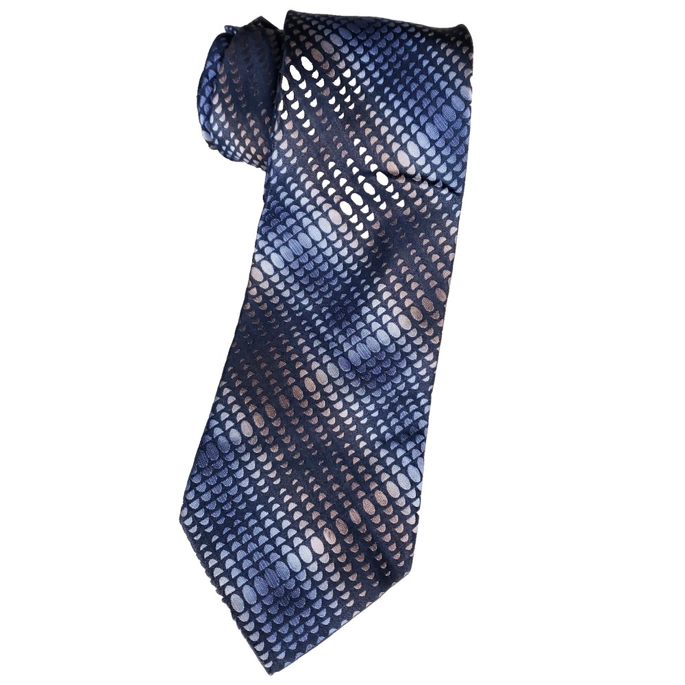 Claiborne Mens Tie Textured Blue Brown Geometric Officecore Power Dressing